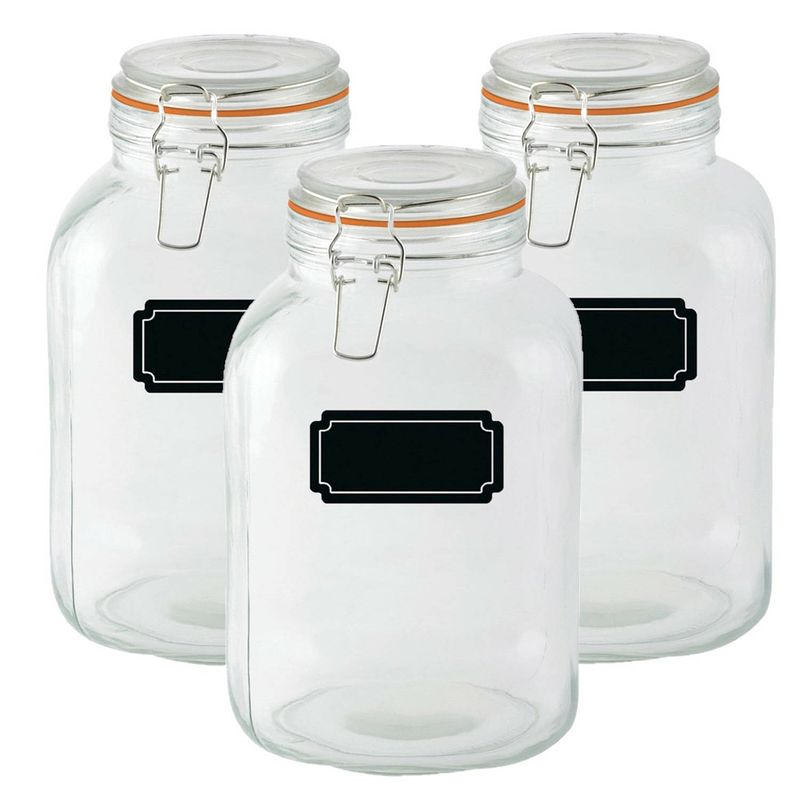 Foto van Weckpotten/inmaakpotten - 3x - 3l - glas - met beugelsluiting - incl. etiketten - weckpotten