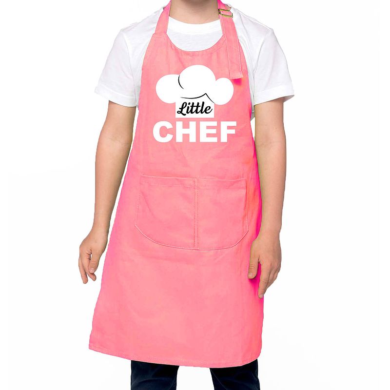 Foto van Little chef keukenschort kinderen/ kinder schort roze voor jongens en meisjes - feestschorten