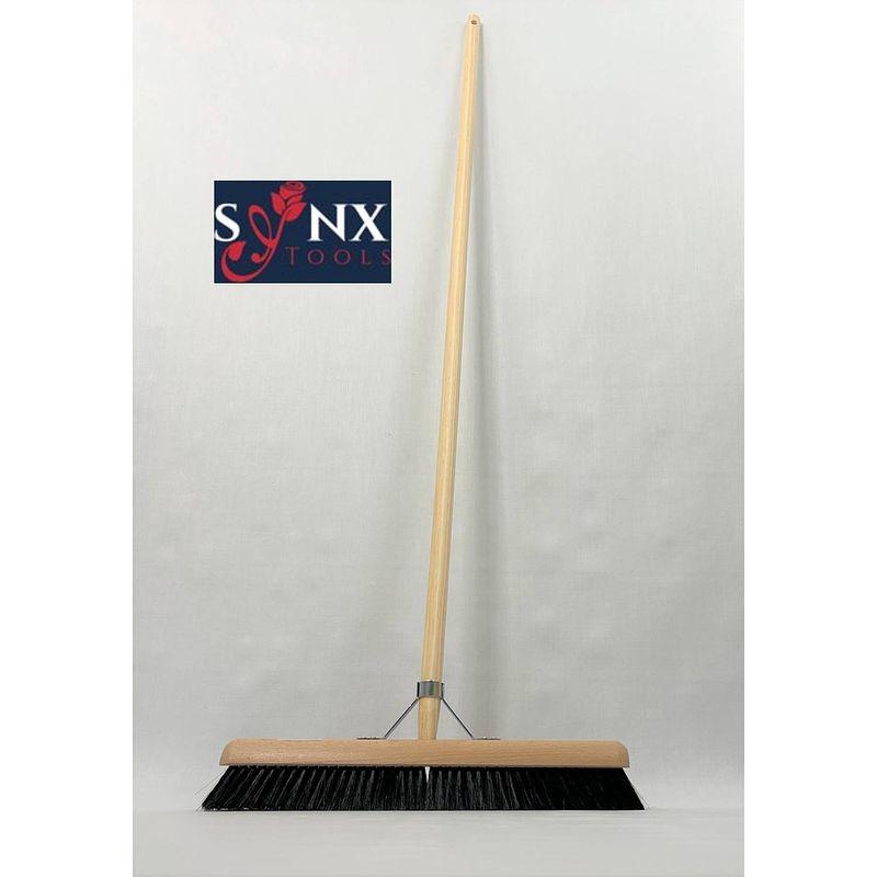 Foto van Synx tools zaalveger 50cm - paardenhaar / kamerveger - zachte bezem 50 cm - bezemsteel - besem veger schoonmaken - bezem