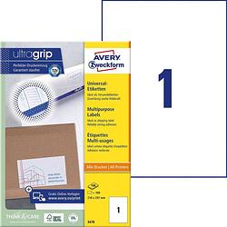 Foto van Avery witte etiketten quickpeel ft 210 x 297 mm (b x h), 100 stuks, 1 per blad, doos van 100 blad