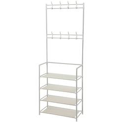 Foto van Storage solutions kledingrek kapstok - 60 x 155 cm - metaal - 4 laags - wit - kledingrekken