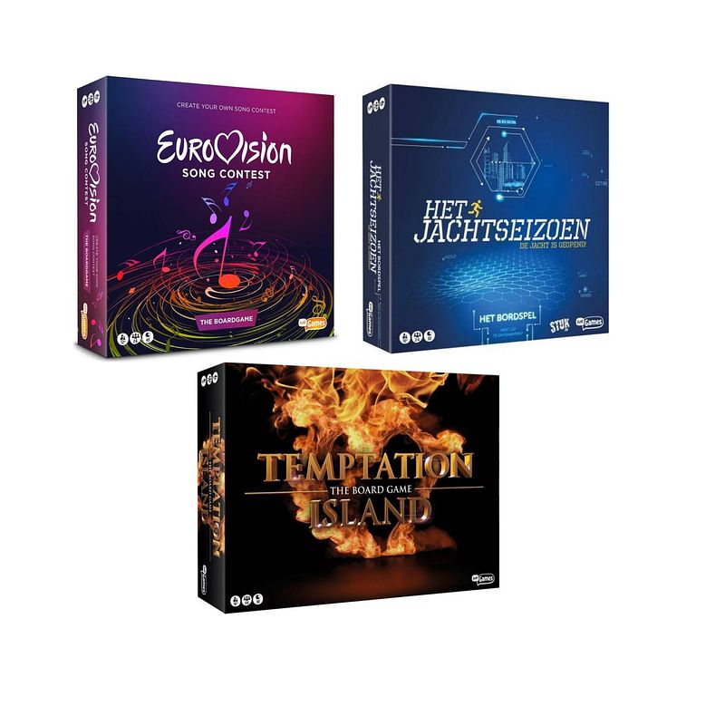 Foto van Spellenset - 3 stuks - eurovisie songfestival spel & het jachtseizoen & temptation island