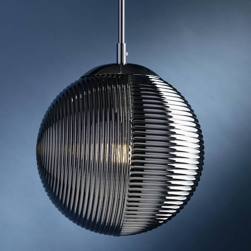 Foto van Eco-light greenwich i-greenwich-g-s1 gr hanglamp e27 60 w rook-grijs, chroom