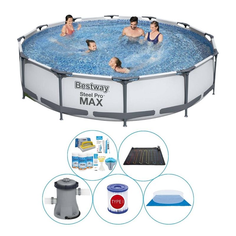 Foto van Bestway steel pro max rond 366x76 cm - 6-delig - zwembad combi deal