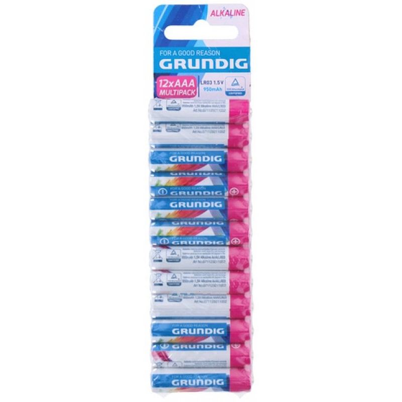 Foto van Grundig batterijen alkaline aaa lr03 12 stuks