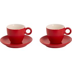 Foto van Maastricht porselein koffiekop en schotel bart colour cafe 17 cl 13.5 cm rood porselein 2 stuk(s)