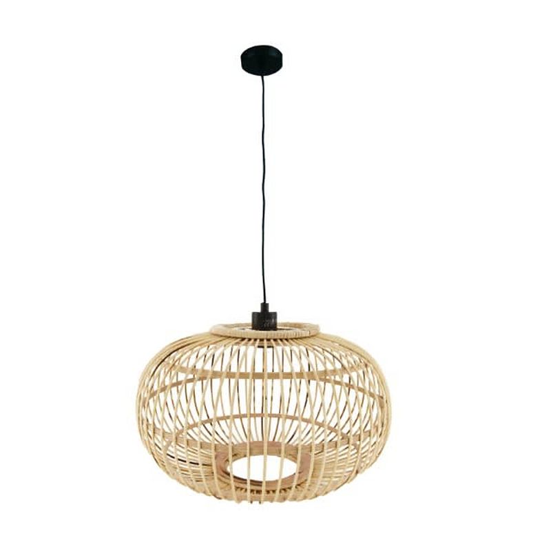 Foto van Dknc - hanglamp - bamboe - 46x46x28cm - beige