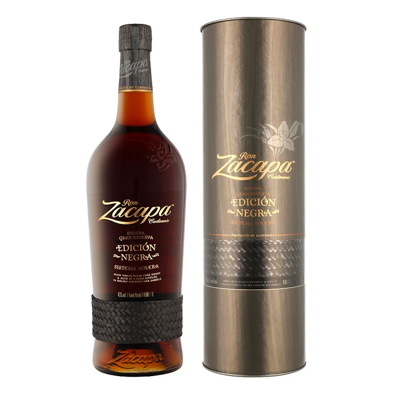 Foto van Zacapa edicion negra 1ltr rum + giftbox