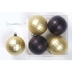 Foto van Set van 4 decoratieve kerstballen - ø 8 cm - goud en zwart