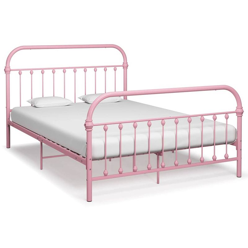 Foto van Vidaxl bedframe metaal roze 140x200 cm