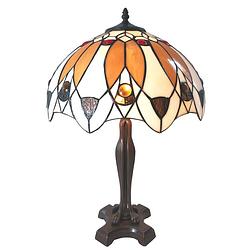 Foto van Haes deco - tiffany tafellamp meerkleurig ø 41x57 cm fitting e27 / lamp max 2x60w