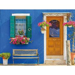 Foto van Buiten canvas 58x78 cm italiaans blauw huis anna'ss collection
