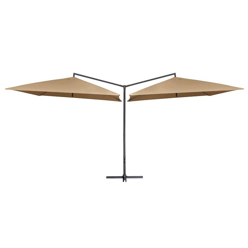 Foto van Vidaxl parasol dubbel met stalen paal 250x250 cm taupe