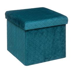 Foto van 2-in-1 zitzak en opbergbox - fluweel - 31x31 cm - blauw