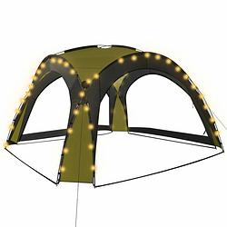 Foto van Vidaxl partytent met led en 4 zijwanden 3,6x3,6x2,3 m groen