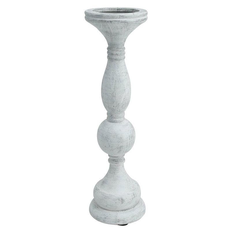 Foto van Ptmd niza white mango wood shaped candleholder l