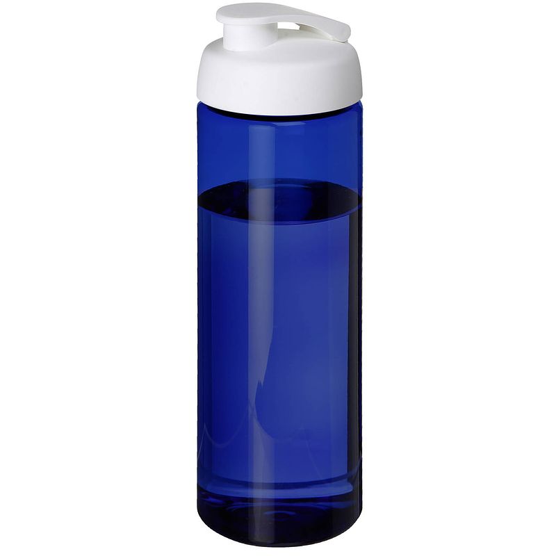 Foto van Sport bidon hi-eco gerecycled kunststof - drinkfles/waterfles - blauw/wit - 850 ml - drinkflessen