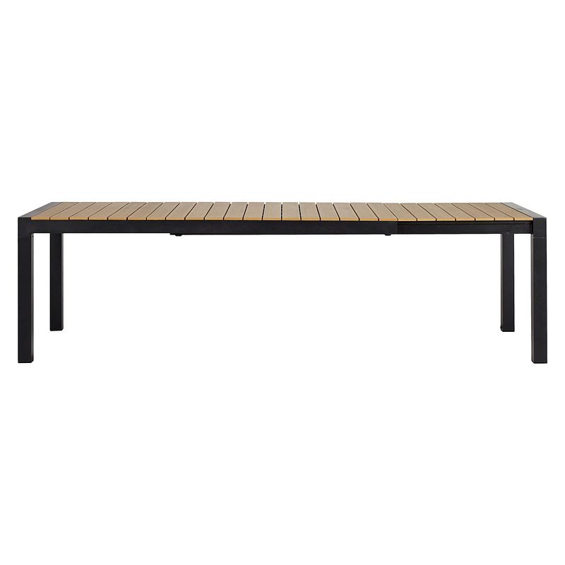 Foto van Joan tuintafel 205-275 x 100 cm, met verlenging incl. 1 blad, zwart en teak decor.