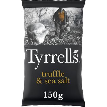 Foto van Tyrrells chips black truffle & sea salt 8 x 150g bij jumbo