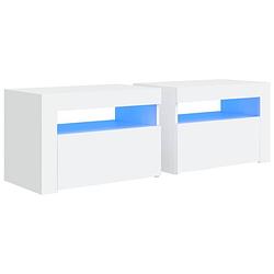 Foto van Vidaxl nachtkastjes 2 st met led's 60x35x40 cm wit