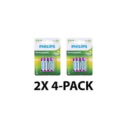 Foto van Philips aaa oplaadbare batterijen - 700 mah - nimh-technologie - voordeelverpakking 8 stuks