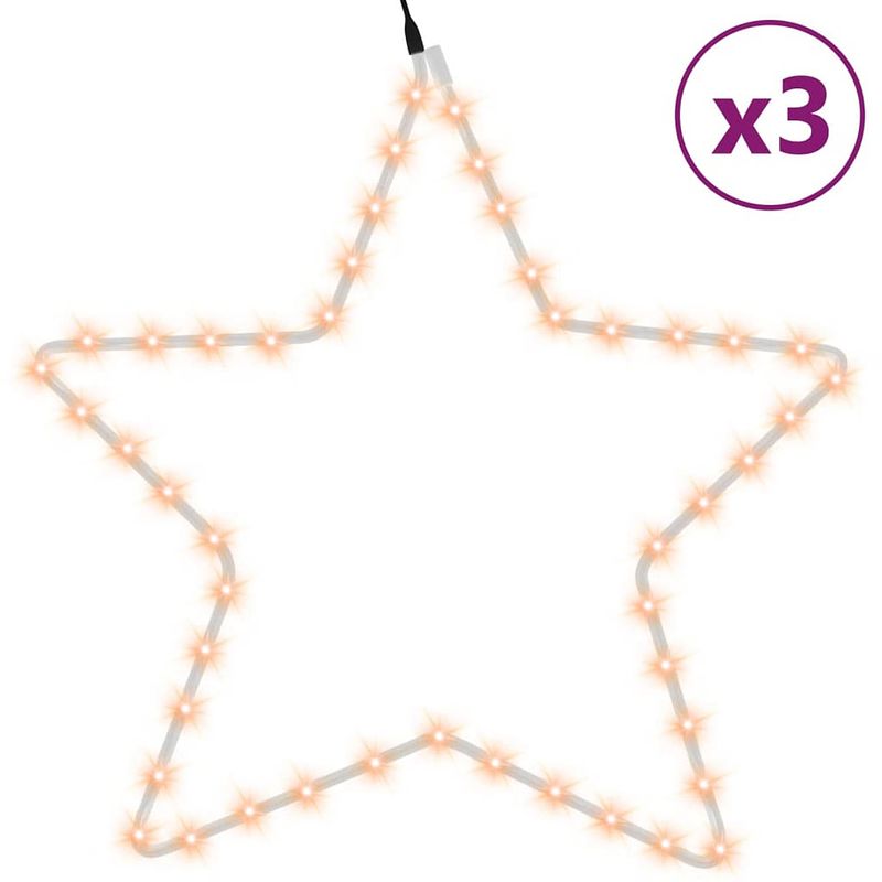 Foto van Vidaxl kerstfiguren sterren met 48 led'ss 3 st 56 cm warmwit