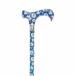 Foto van Classic canes verstelbare wandelstok - britse wilde bloem - madeliefjes - aluminium - derby handvat - lengte 73 - 95 cm