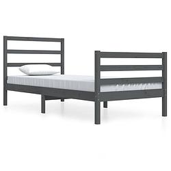 Foto van Vidaxl bedframe massief grenenhout grijs 90x200 cm