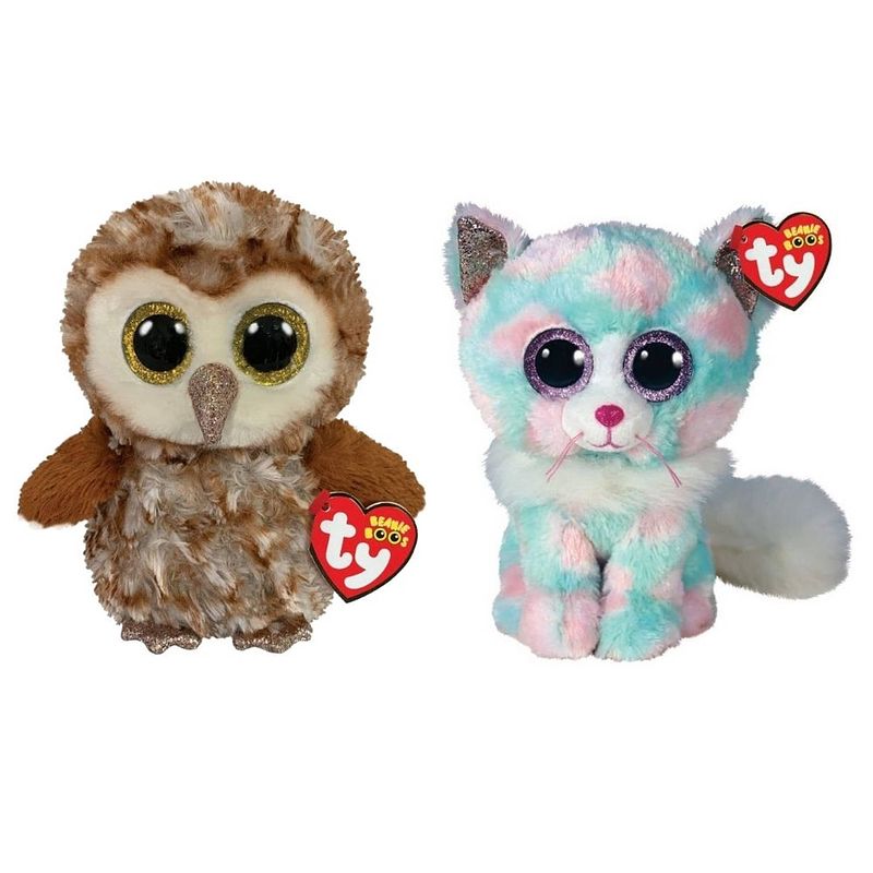 Foto van Ty - knuffel - beanie boo's - percy owl & opal cat