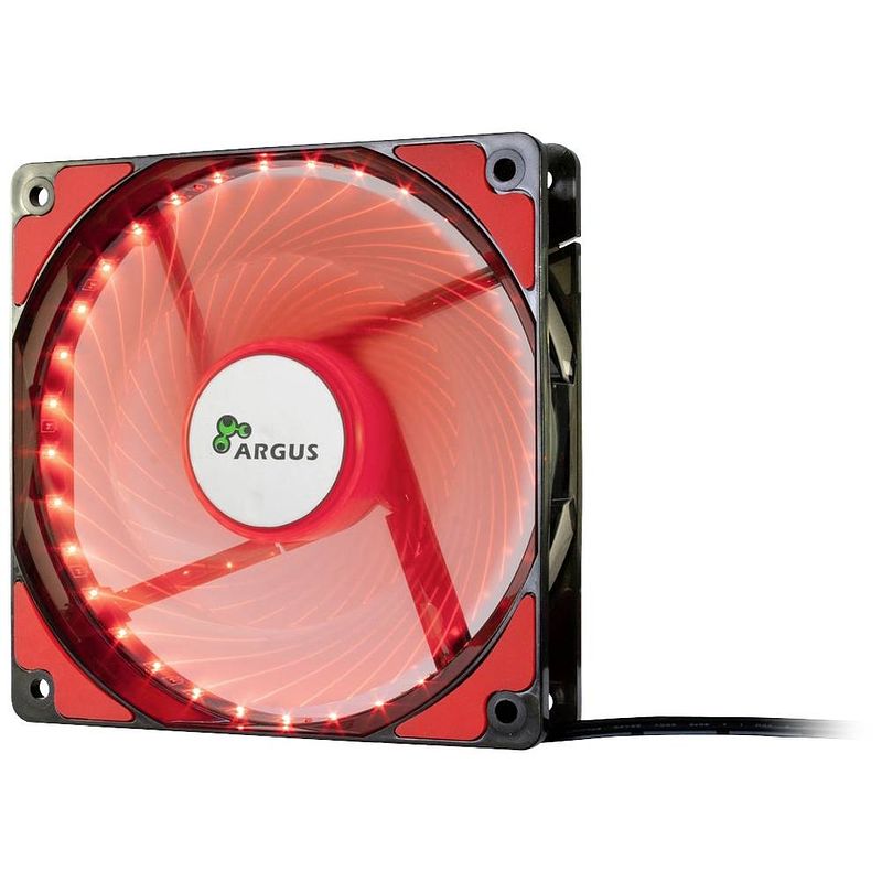 Foto van Inter-tech l12025 pc-ventilator rood (b x h x d) 120 x 120 x 25 mm