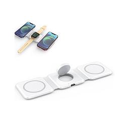 Foto van Ibello draadloze oplader multifunctionele oplaadstandaard voor iphone, iwatch en airpods 3-in-1 wit