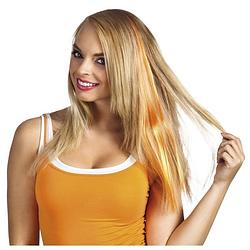 Foto van Oranje clip-in haar extension voor dames - verkleedhaardecoratie