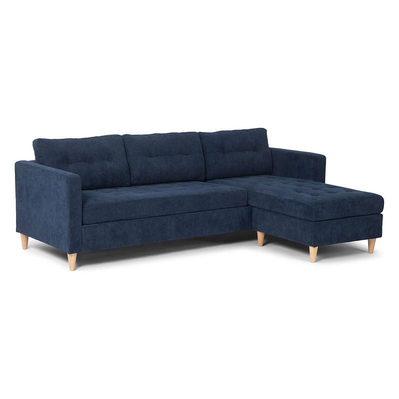 Foto van Mars bank, chaise longue naar rechts of links gedraaid in fluweel blauw.