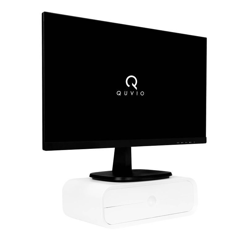 Foto van Quvio computer scherm standaard met 2 lades - wit