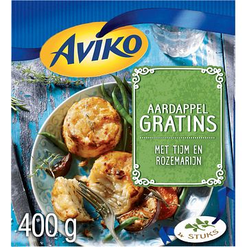 Foto van Aviko aardappel gratins met tijm en rozemarijn 4 stuks 400g bij jumbo