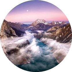 Foto van Wizard+genius over the mountains vlies fotobehang 140x140cm rond