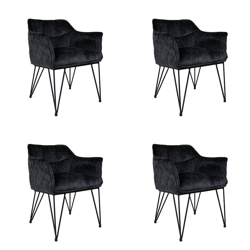 Foto van Bronx71 velvet eetkamerstoel jayron antraciet - eetkamerstoelen set van 4.