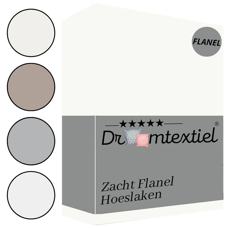 Foto van Droomtextiel zachte flanel hoeslaken crème eenpersoons 90x220 cm - 100% gekamd katoen