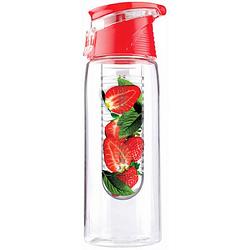 Foto van Asobu drinkfles infuse flavour 600 ml transparant/rood
