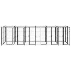 Foto van The living store hondenkennel - zwart/zilver - 660 x 220 x 180 cm - draadgaas - staal - met dak en deuren