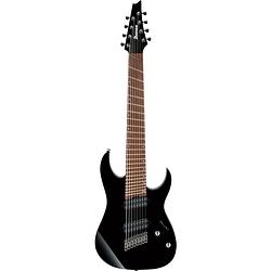 Foto van Ibanez rgms8-bk iron label 8-snarige multi-scale elektrische gitaar