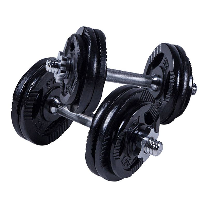 Foto van Gorilla sports dumbellset - halterset - gripper gietijzer zwart - 30 kg