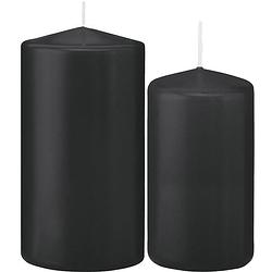 Foto van Stompkaarsen set van 4x stuks zwart 12 en 15 cm - stompkaarsen