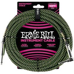 Foto van Ernie ball 6077 braided instrument cable, 3 meter, black/green