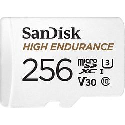 Foto van Sandisk high endurance monitoring minisdxc-kaart 256 gb class 10, uhs-i, uhs-class 3, v30 video speed class incl. sd-adapter