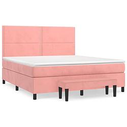 Foto van Vidaxl boxspring met matras fluweel roze 180x200 cm