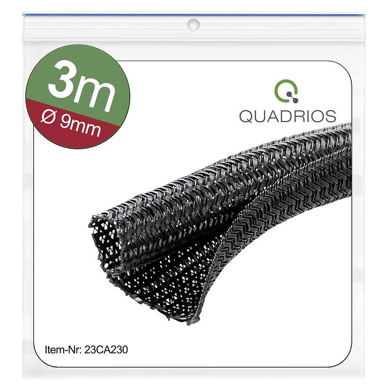Foto van Quadrios 23ca230 23ca230 gevlochten slang zwart polyester 9 tot 10 mm 3 m