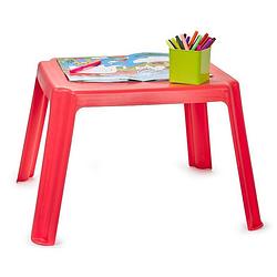 Foto van Plasticforte kunststof kindertafel - steenrood - 55 x 66 x 43 cm - camping/tuin/kinderkamer - bijzettafels