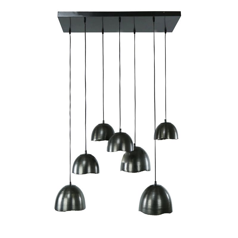 Foto van Giga meubel - hanglamp mirror 4+3-lichts zwart nikkel