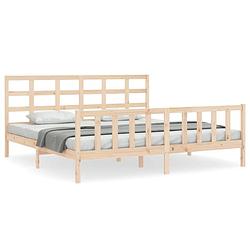 Foto van The living store bedframe - massief grenenhout - 205.5 x 165.5 x 100 cm - multiplex lattenbodem